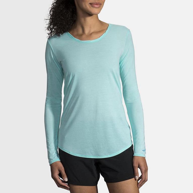 Brooks Distance - Camisetas Manga Larga Mujer - Azules (VSOE-90436)